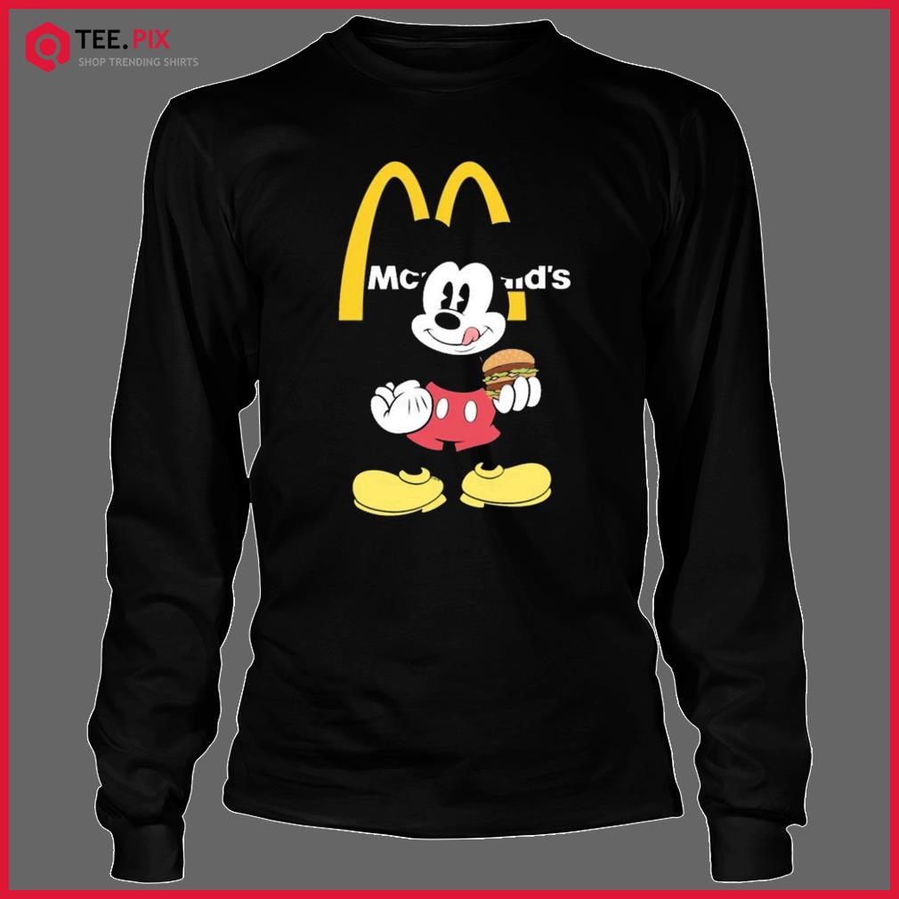 Official Mickey Mouse Eating Hamburger And Mcdonald's Logo Shirt