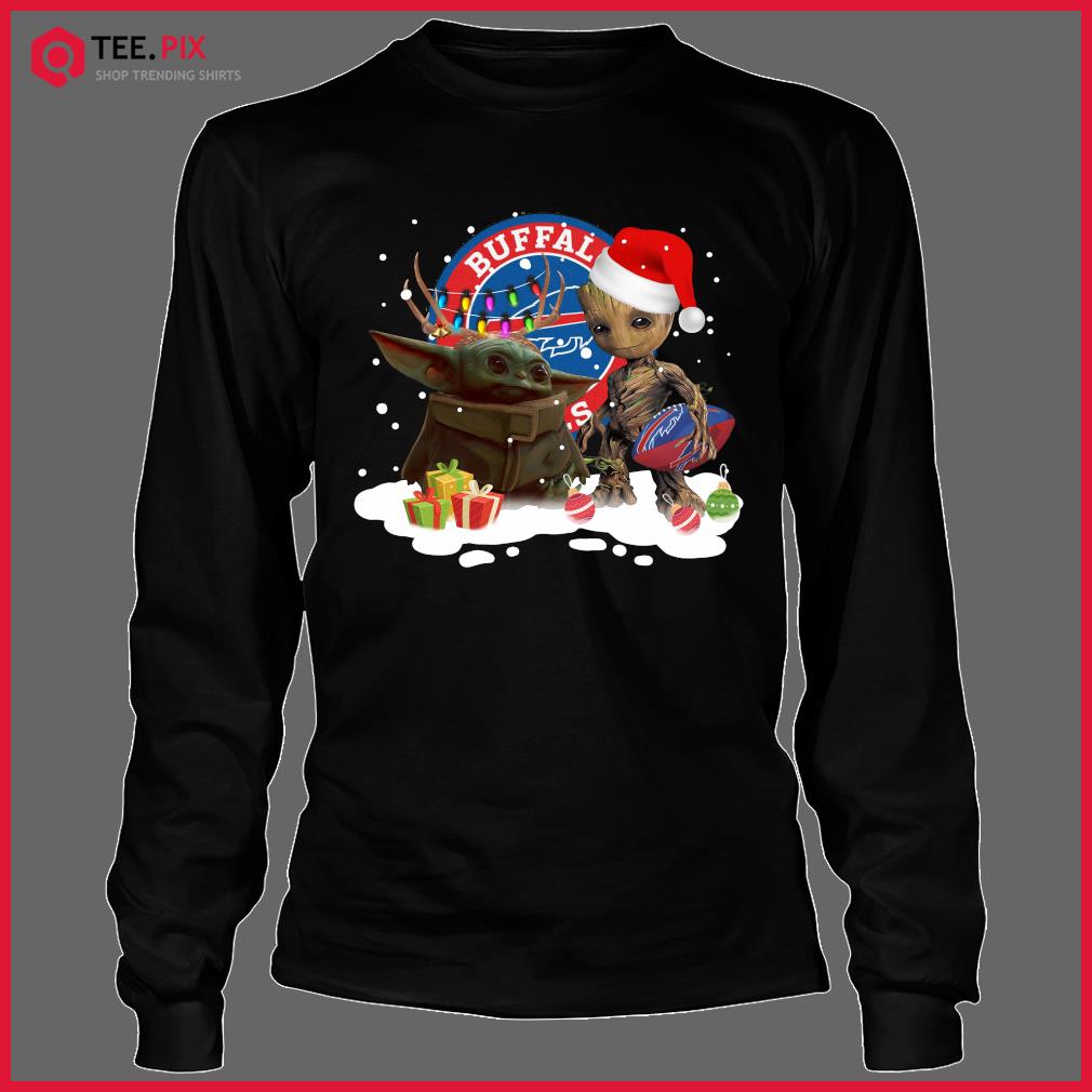 Santa Baby Groot Hugging Buffalo Bills Christmas T-Shirt, Funny