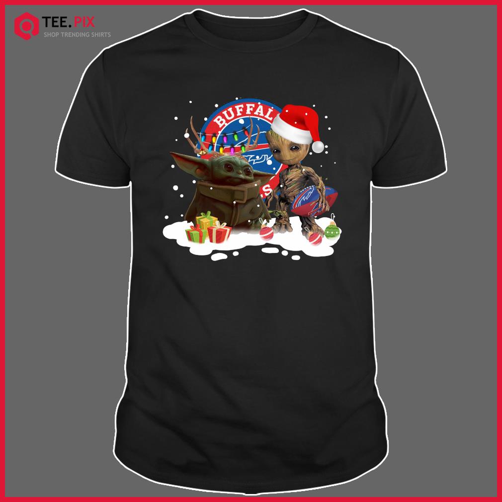 Santa Baby Groot Hugging Buffalo Bills Christmas T-Shirt, Funny Buffalo  Bills Gifts