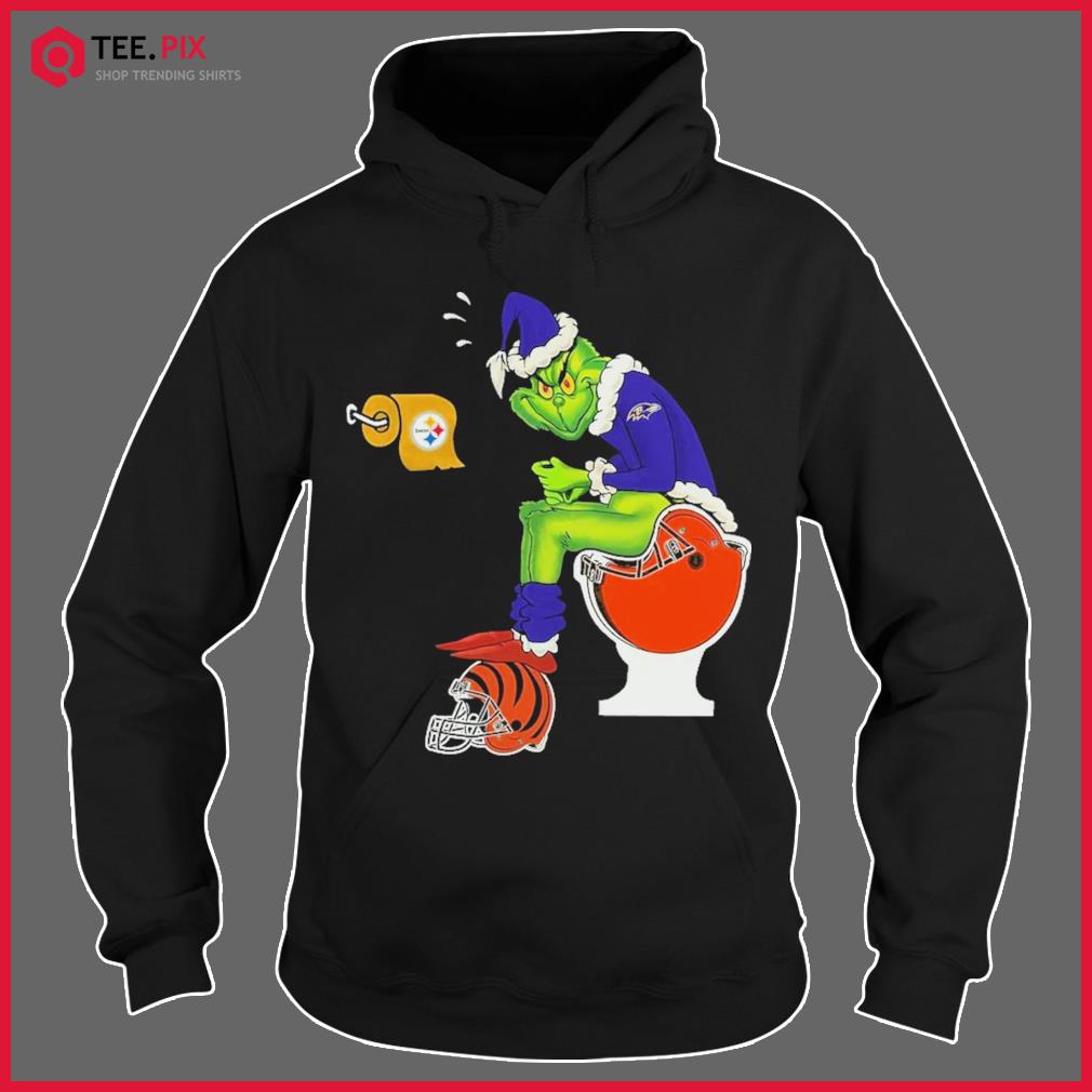 Pittsburgh Steelers Grinch Sitting On Baltimore Ravens Toilet And Step On  Cleveland Browns Helmet T Shirts, Hoodies, Sweatshirts & Merch