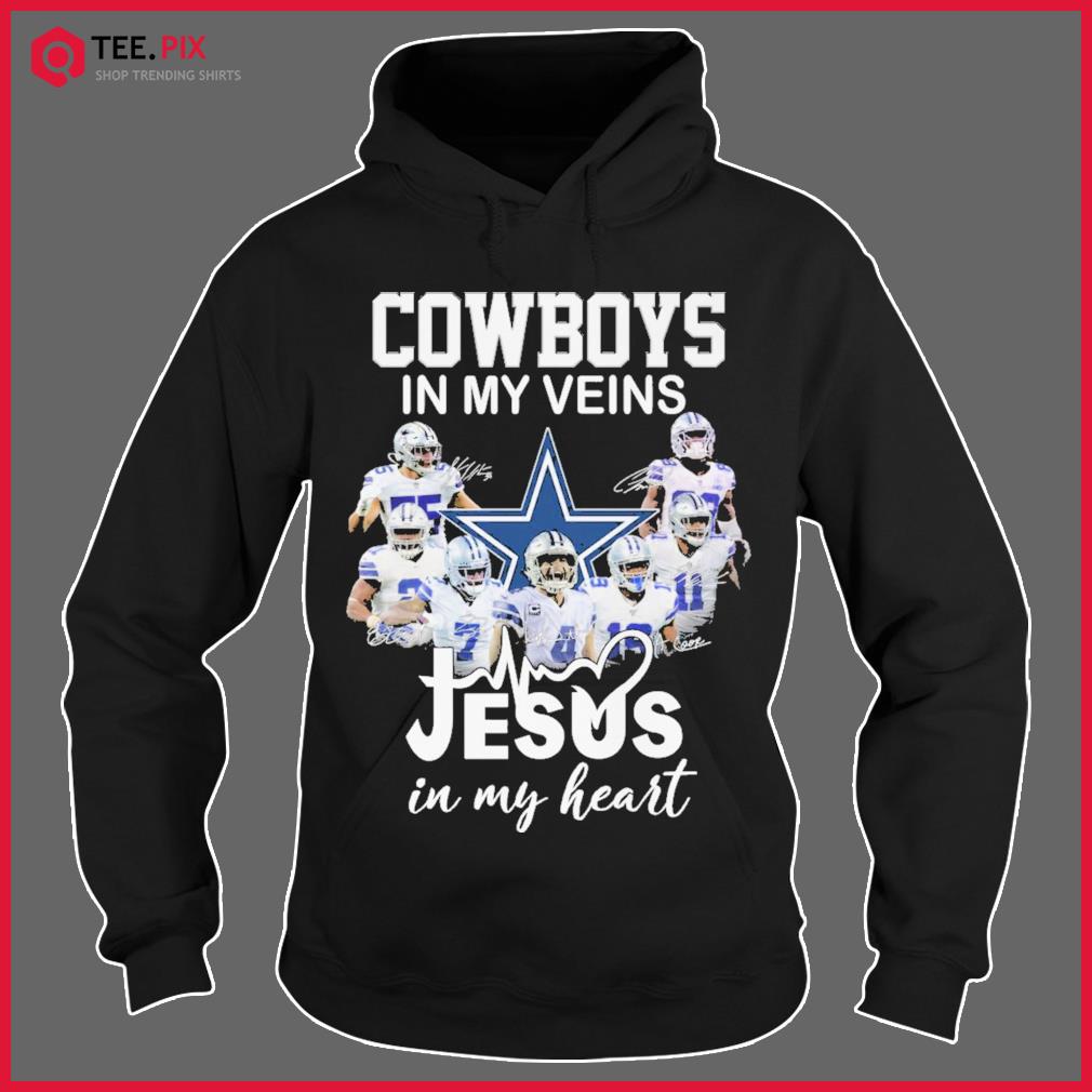 Dallas Cowboys Shirt, Cowboys In My Veins Jeus In My Heart Signatures T- Shirt - Bring Your Ideas, Thoughts And Imaginations Into Reality Today