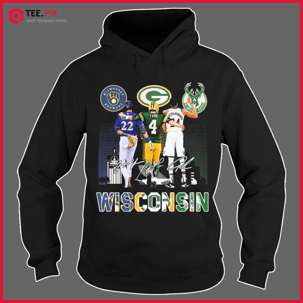 The Wisconsin Christian Yelich Brett Favre And Giannis Antetokounmpo  Signatures Shirt, hoodie, sweater, long sleeve and tank top