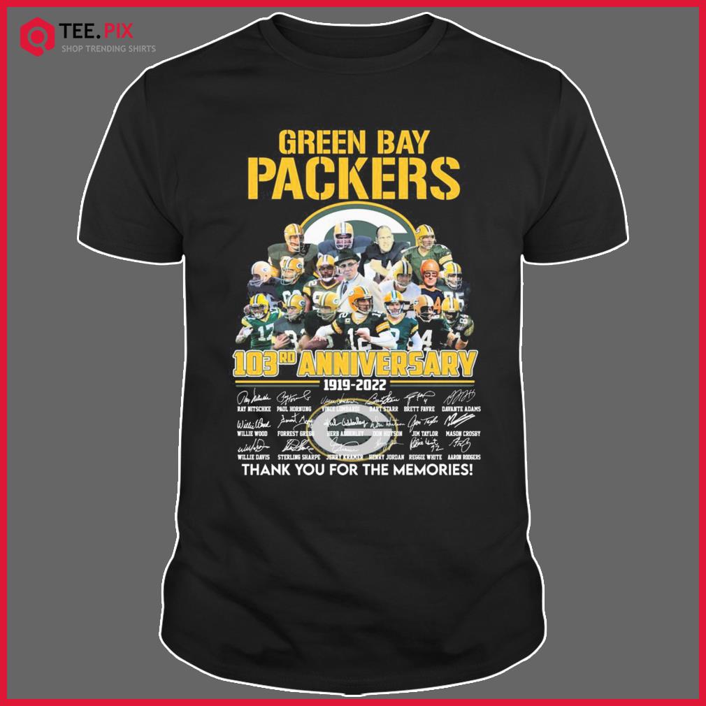 Official green bay packers 103rd anniversary 1919 2022 thank you for the  memories shirt, hoodie, sweater, long sleeve and tank top