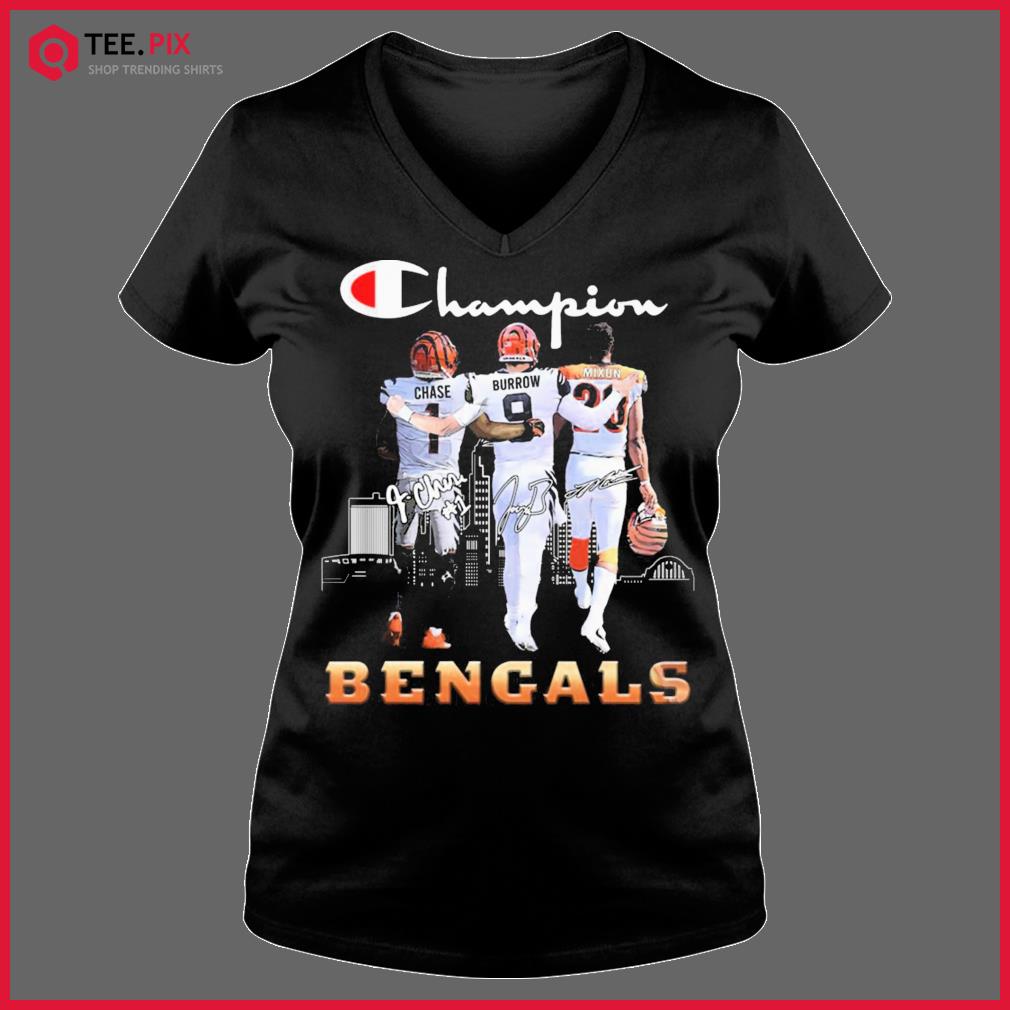 Cincinnati Football Ja'marr Chase Joe Burrow And Joe Mixon Champion  Signatures Shirt - Teespix - Store Fashion LLC