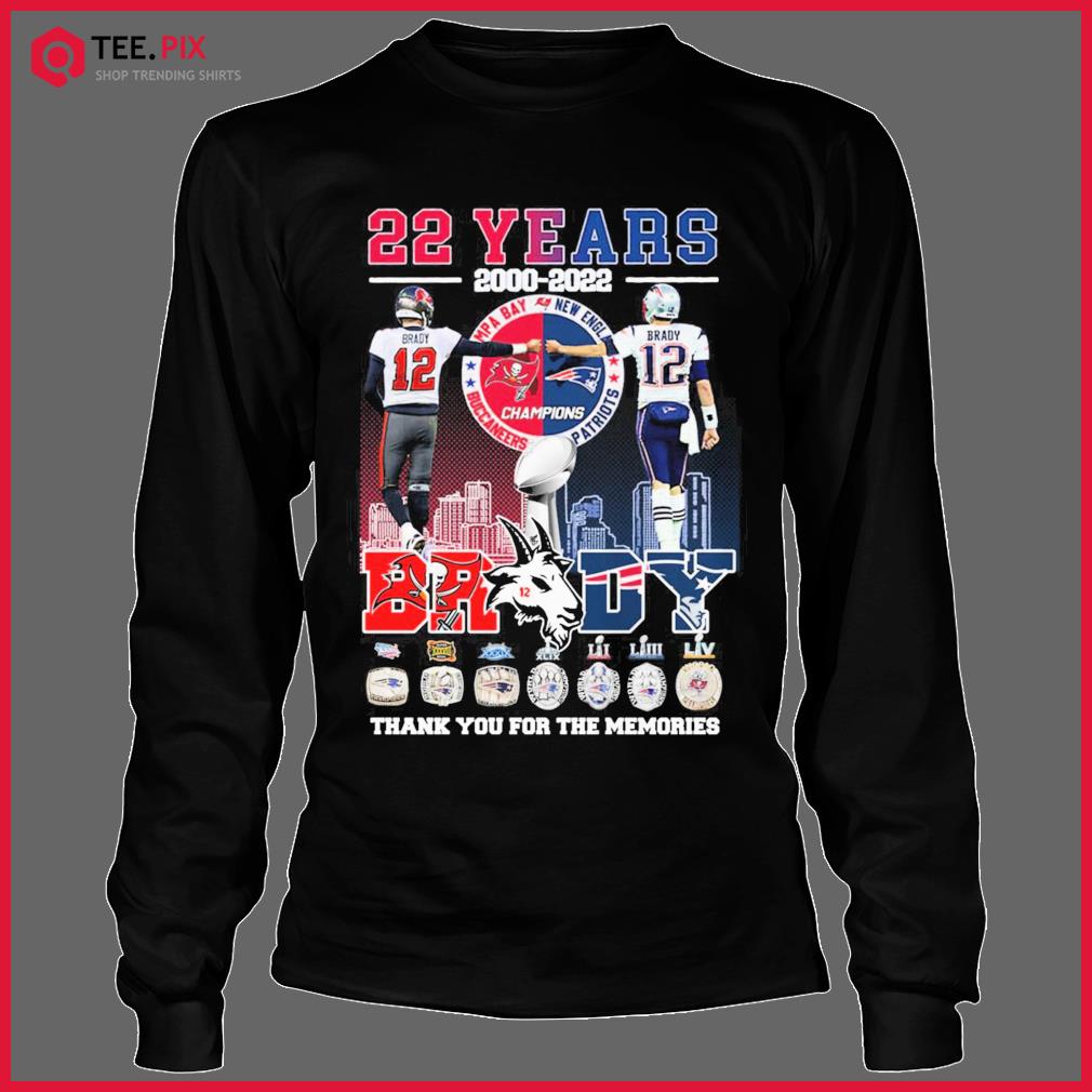 12 Tom Brady 2000 2022 Thank You For The Memories Signatures T-Shirt