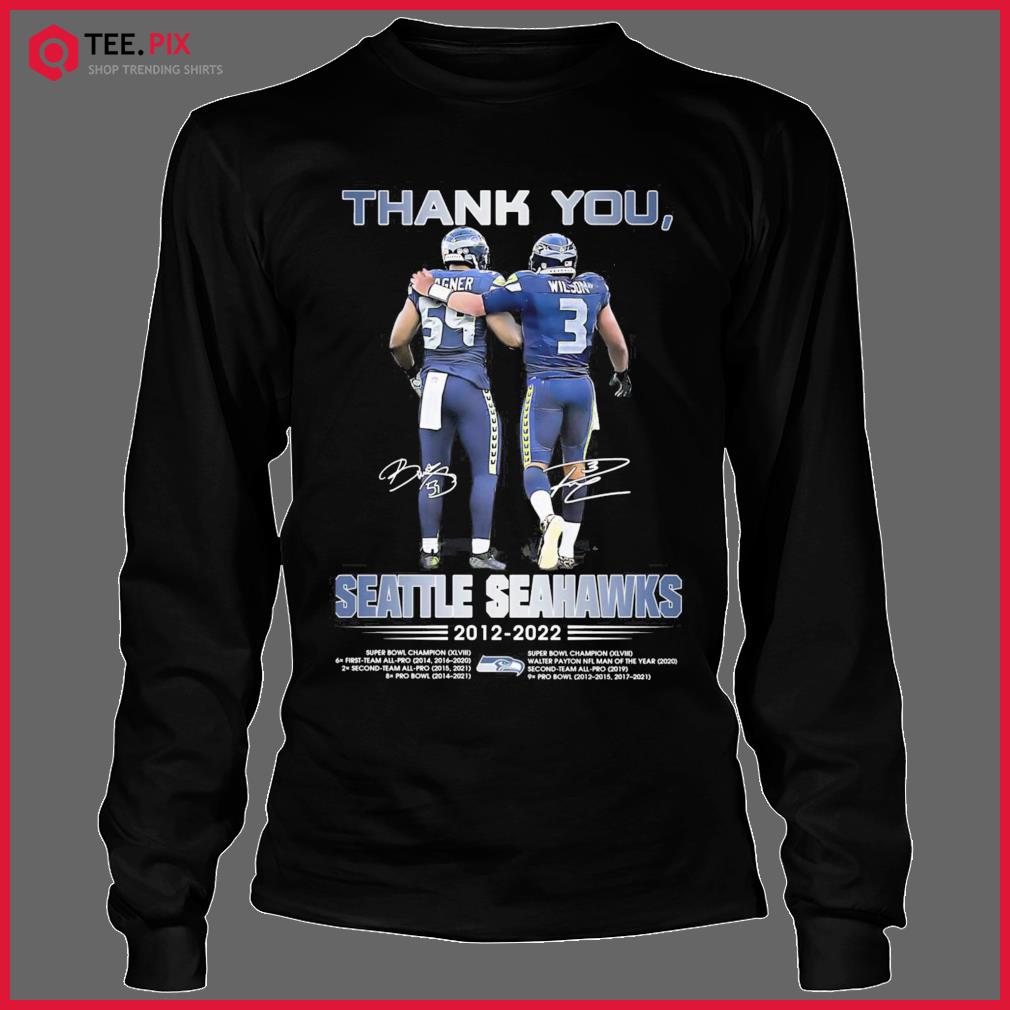 Seattle Seahawk Russell Wilson Bobby Wagner legends black tshirt