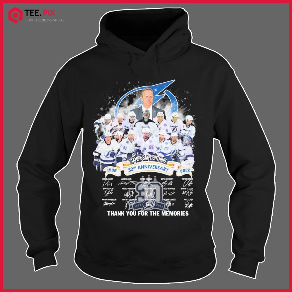 The Tampa Bay Lightning 30th anniversary 1992 2022 thank you for the  memories signatures shirt, hoodie, sweater, long sleeve and tank top