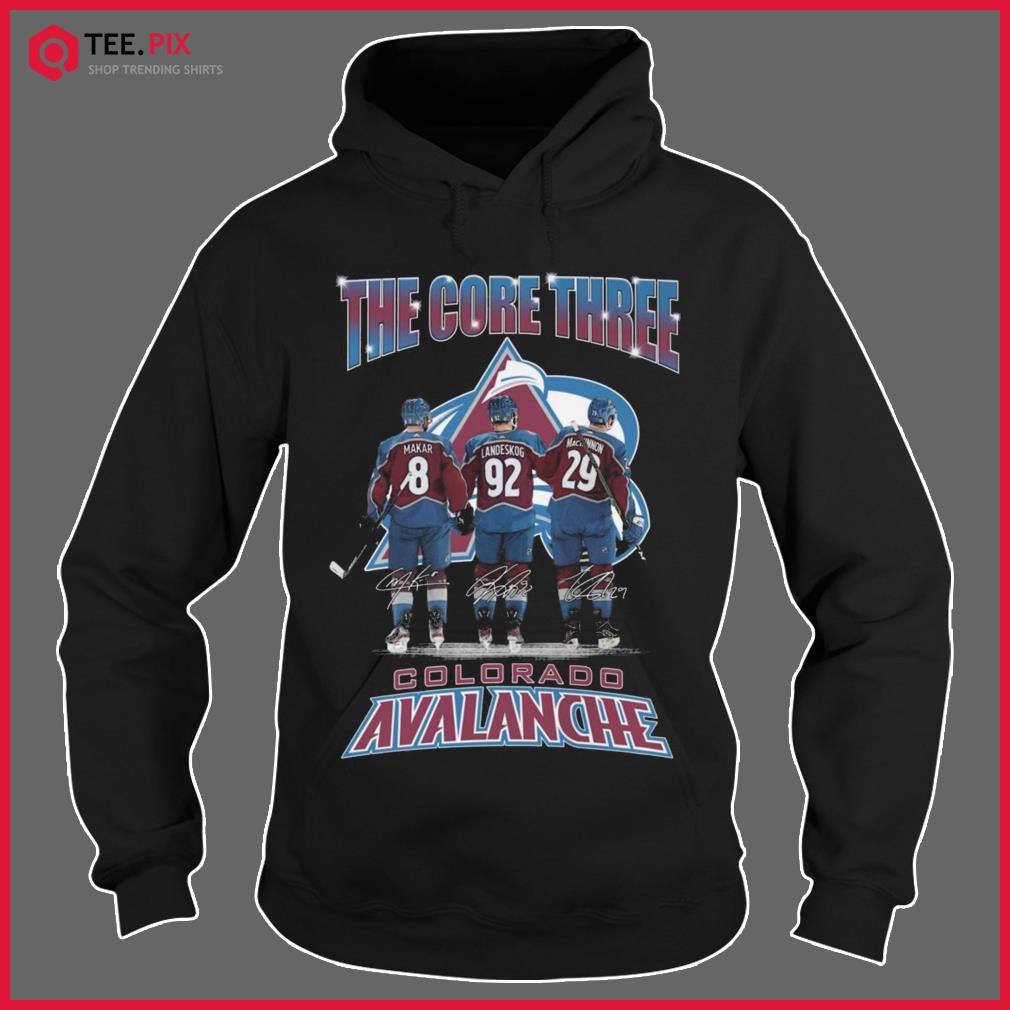 The Core Three Landeskog Makar And Mackinnon Colorado Avalanche Signatures Shirt Hoodie