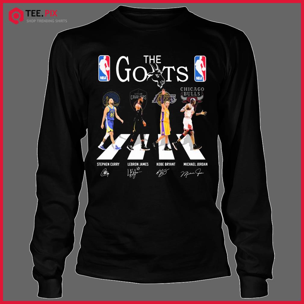 The Goats Abbey Road Stephen Curry Lebron James Kobe Bryant Michael Jordan  Signatures Shirt - Bring Your Ideas, Thoughts And Imaginations Into Reality  Today
