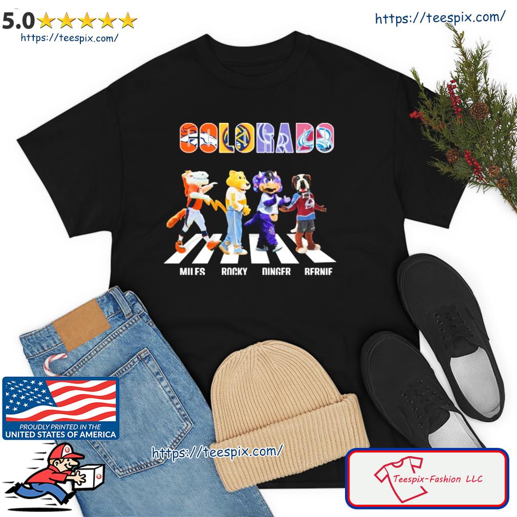 Colorado Sports Mascot Miles Rocky Dinger Bernie Abbey Road Shirt