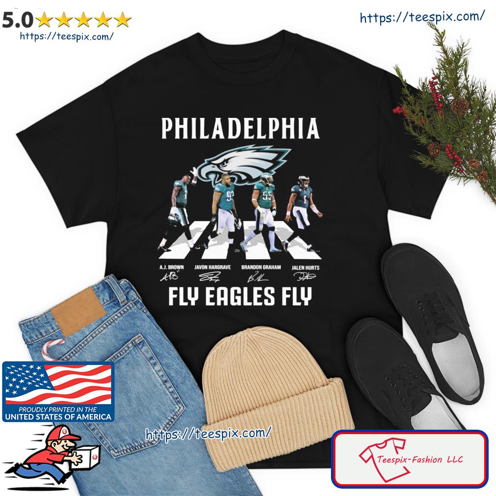 Funny philadelphia Eagles Abbey Road Fly Eagles Fly Signatures shirt,  hoodie, sweater, long sleeve and tank top