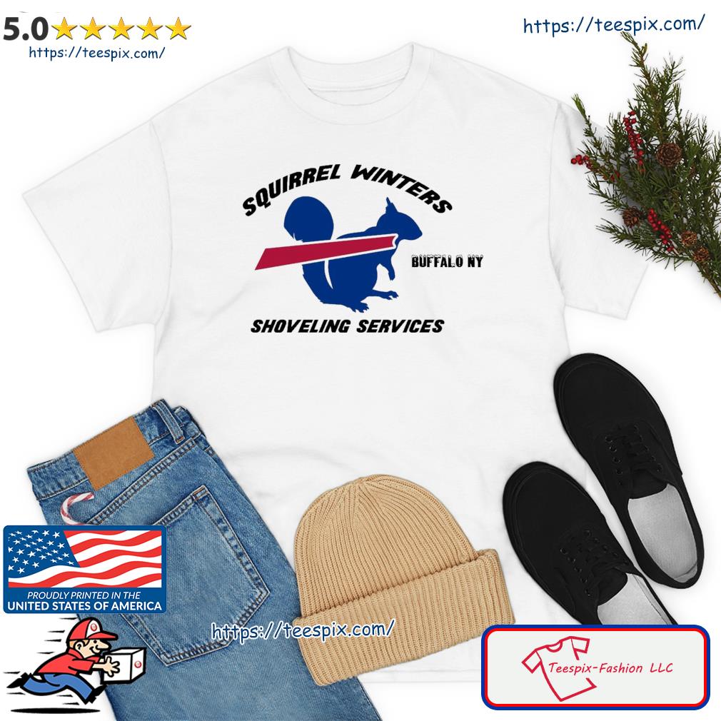 Buffalo BIlls Squirrel Winters Shoveling Services logo shirt