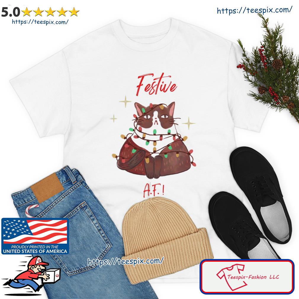 Festive Af Kitty Catlight Merry Christmas Shirt - Teespix - Store