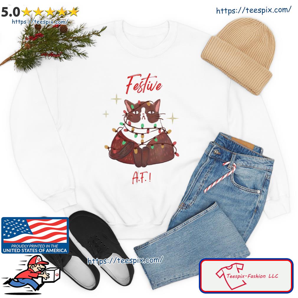 Festive Af Kitty Catlight Merry Christmas Shirt - Teespix - Store