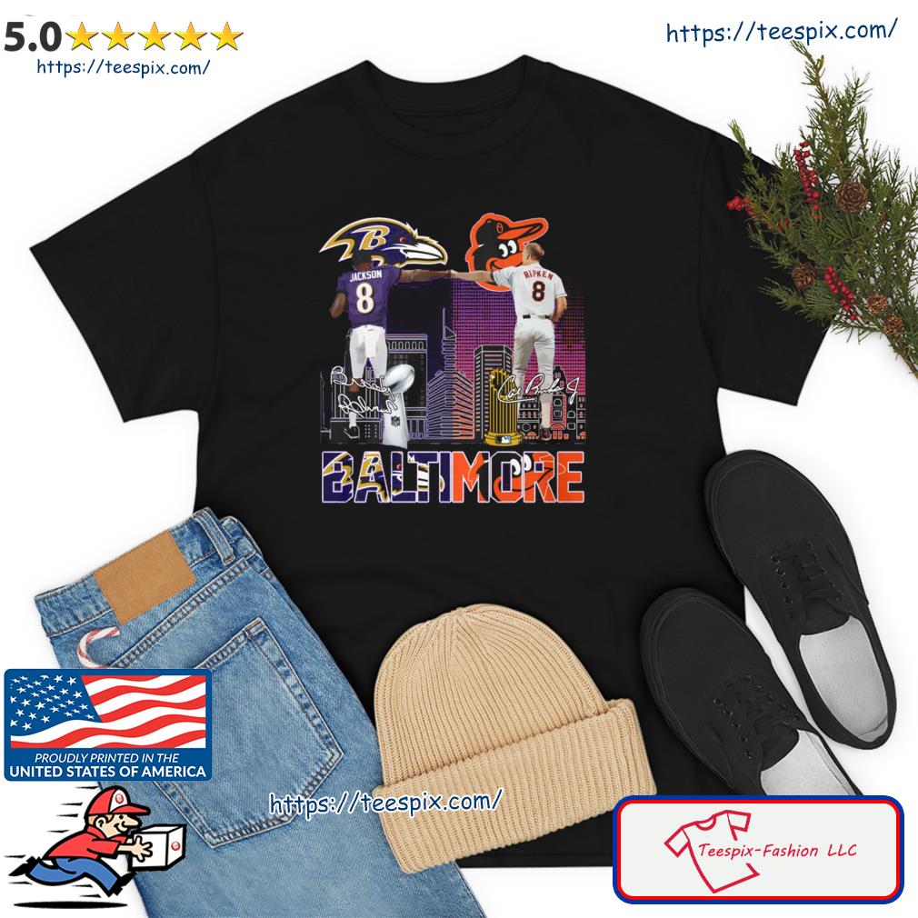 Lamar Jackson And Cal Ripken Jr. Baltimore City Sports Teams Signatures T- Shirt, hoodie, sweater, long sleeve and tank top