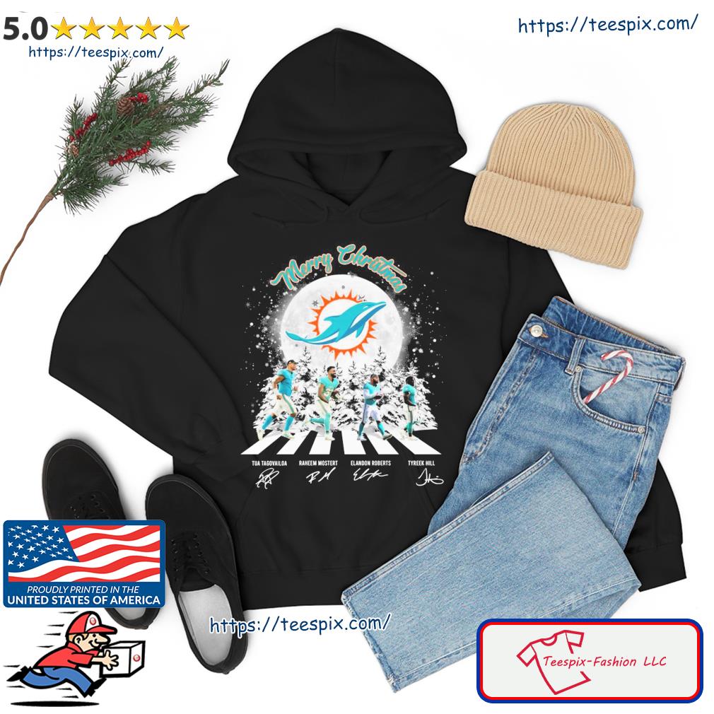 Merry Christmas Miami Dolphins Abbey Road Tua Tagovailoa Raheem Mostert  Elandon Roberts And Tyreek Hill Signatures Shirt - Teespix - Store Fashion  LLC