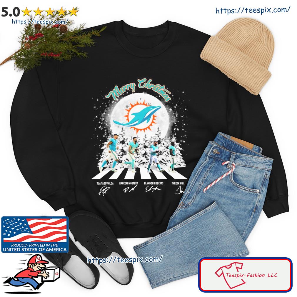 Merry Christmas Miami Dolphins Abbey Road Tua Tagovailoa Raheem Mostert  Elandon Roberts And Tyreek Hill Signatures Shirt - Teespix - Store Fashion  LLC