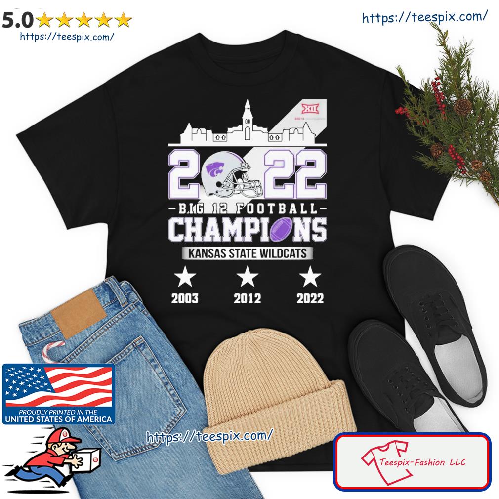 2022 Big 12 Football Champions Kansas State Wildcats Skyline Shirt