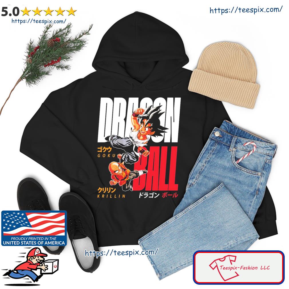 Awesome Dragon Ball Young Goku And Krillin Japanese Typo Design Dark Shirt hoodie