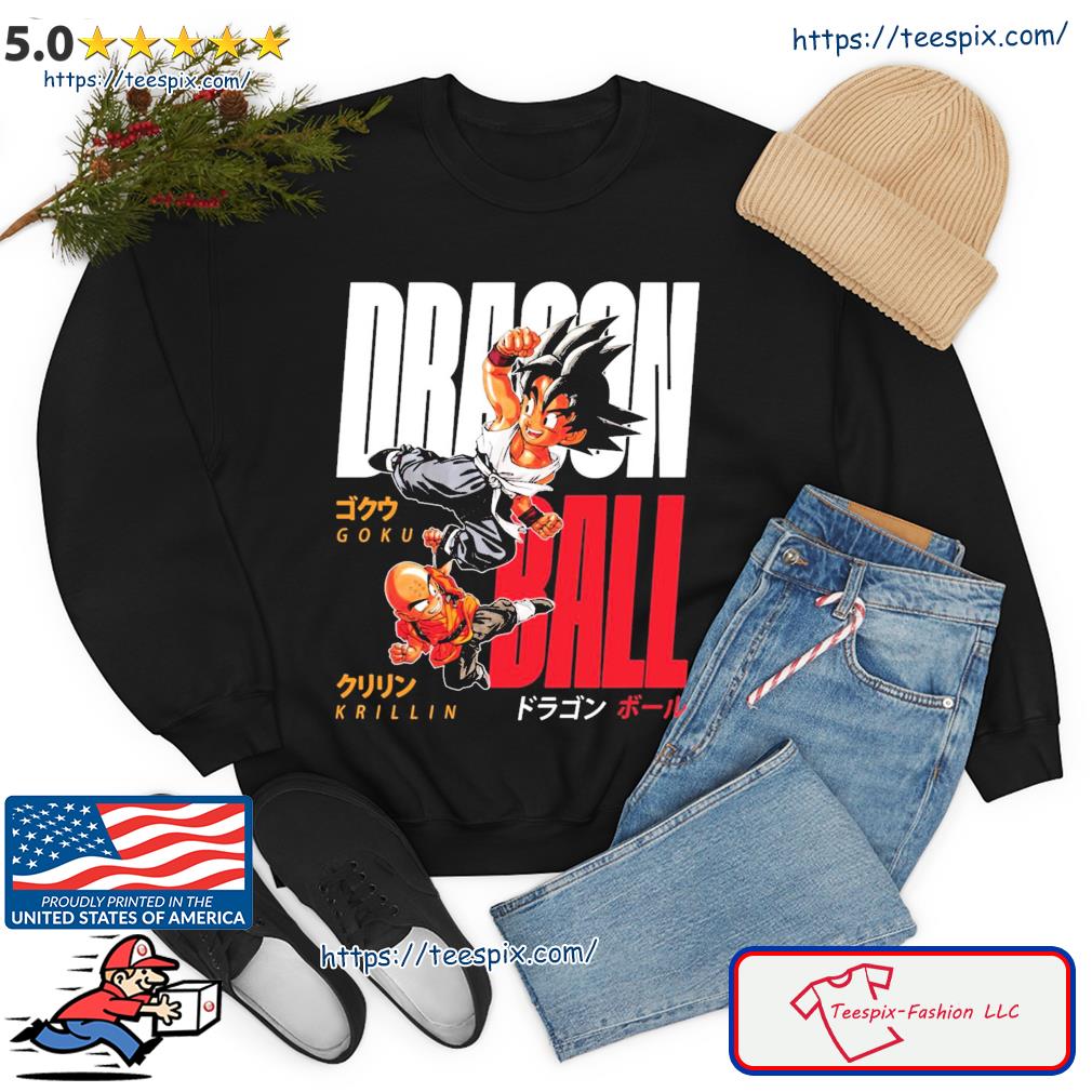 Awesome Dragon Ball Young Goku And Krillin Japanese Typo Design Dark Shirt sweater