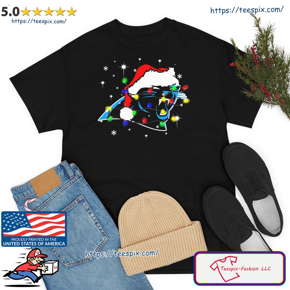 Carolina Panthers Santa Hat Christmas Light Shirt