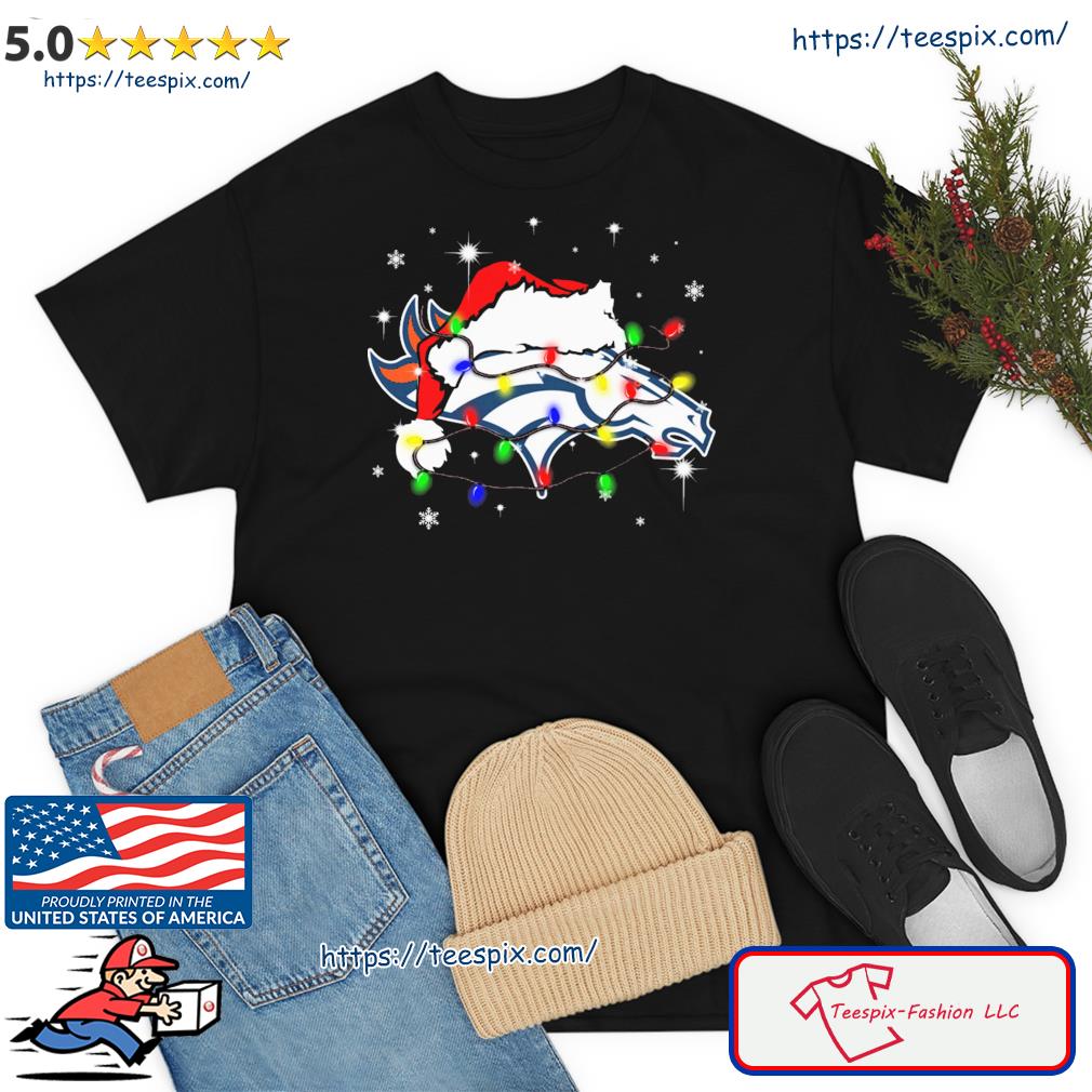 Denver Broncos Santa Hat Christmas Light Shirt