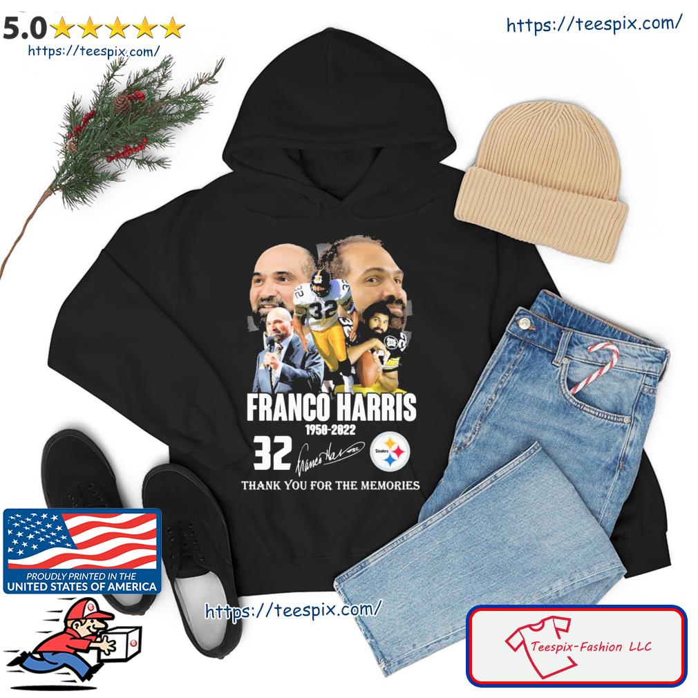 Franco Harris 1950 2022 Thank You For The Memories Signatures Shirt,  hoodie, sweater, long sleeve and tank top