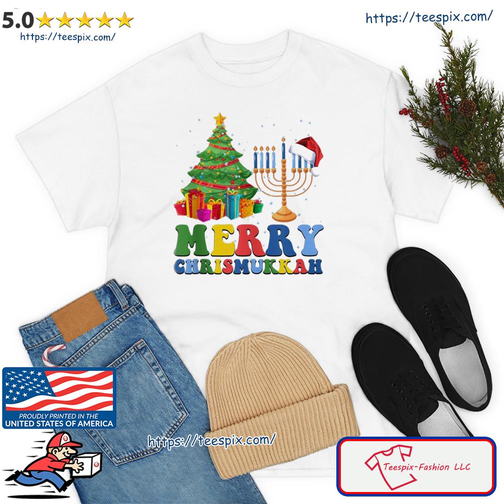 Holidays Merry Chrismukkah Happy Hanukkah Christmas Santa Hat Shirt