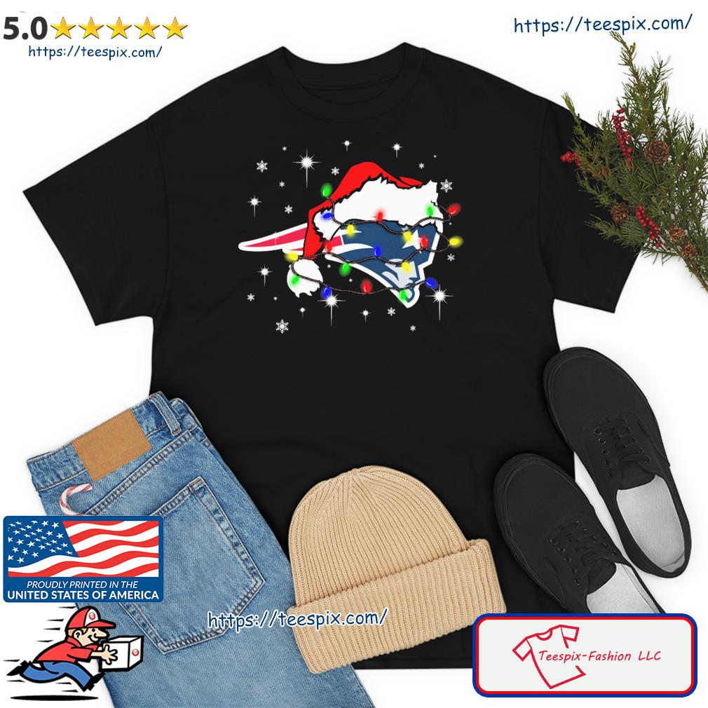 New England Patriots Santa Hat Christmas Light Shirt