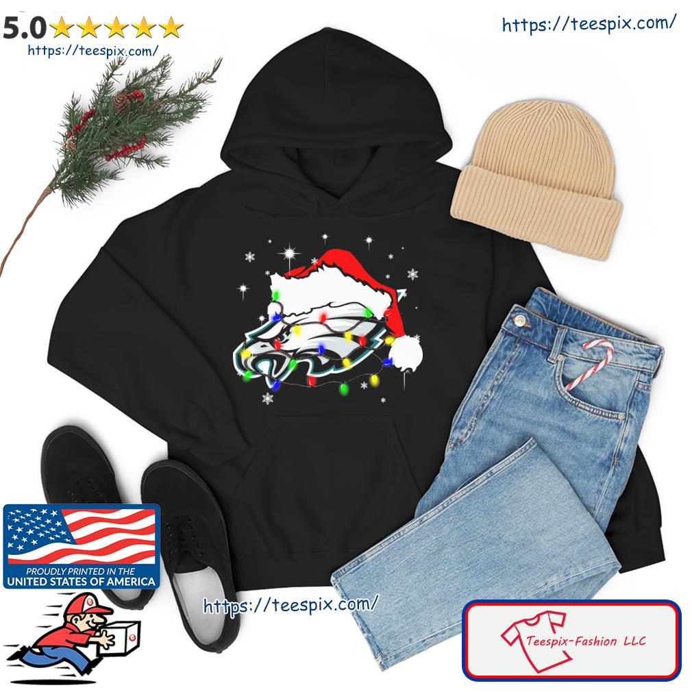 Philadelphia Eagles Santa Hat Christmas Light Shirt - Teespix