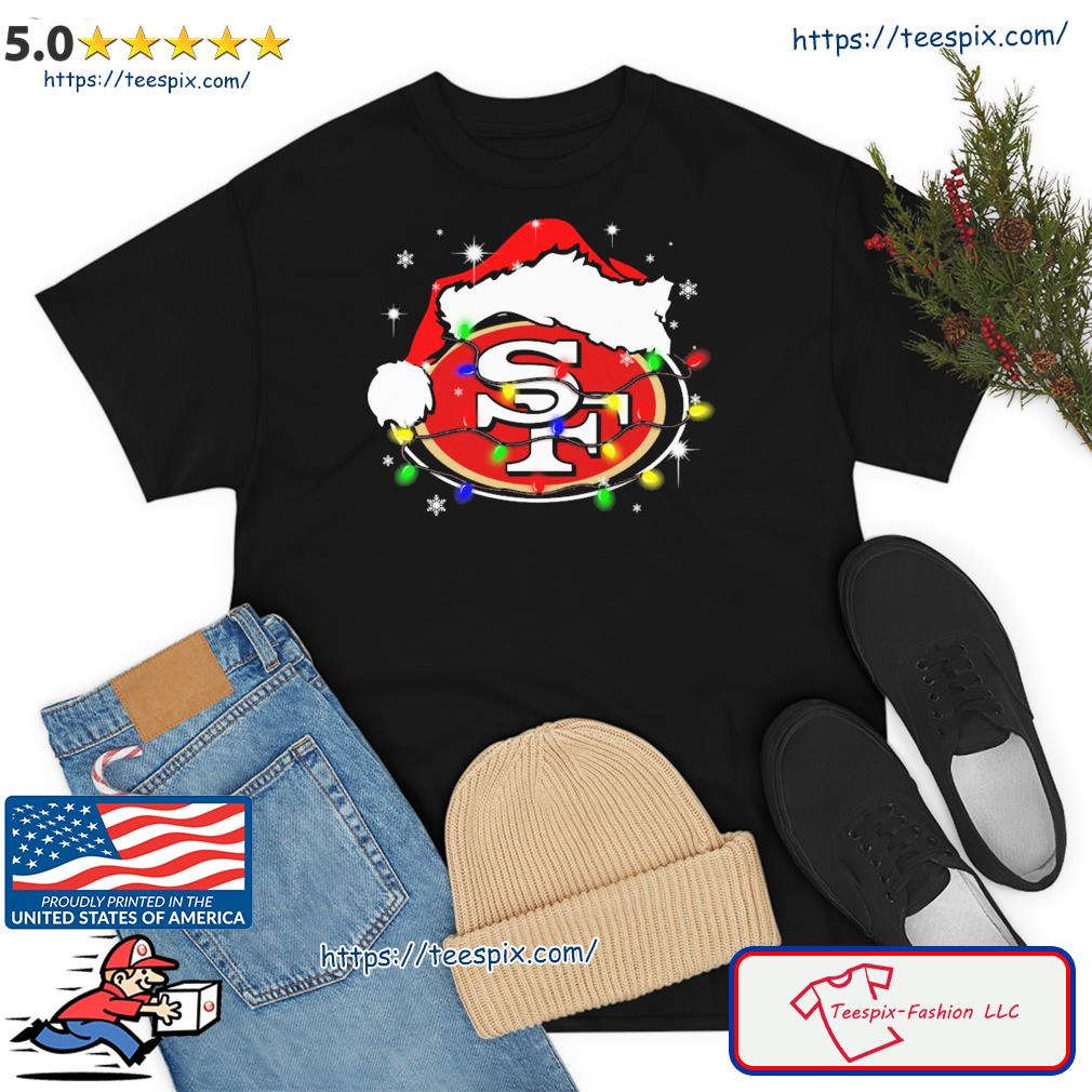 San Francisco 49ers Santa Hat Christmas Light Shirt