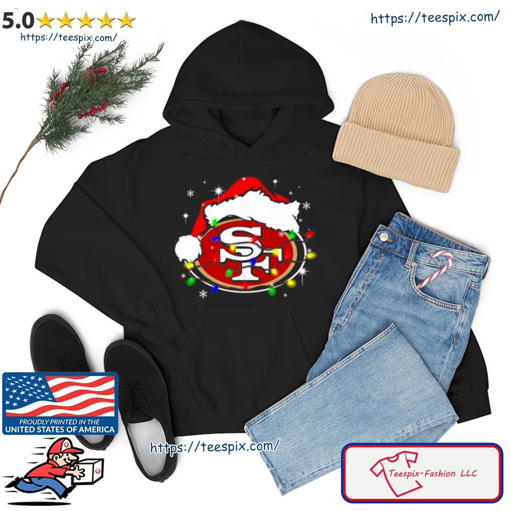 Santa San Francisco 49ers Logo Lights Christmas sweatshirt, hoodie