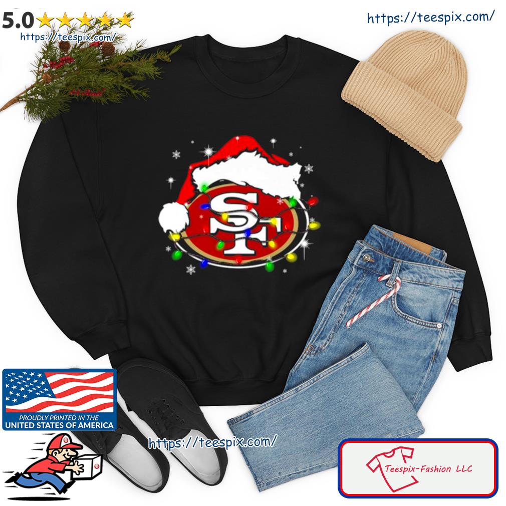 Santa San Francisco 49ers Logo Lights Christmas sweatshirt, hoodie