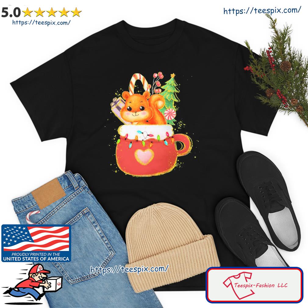 Squirrel In A Cup Merry Christmas Shirt