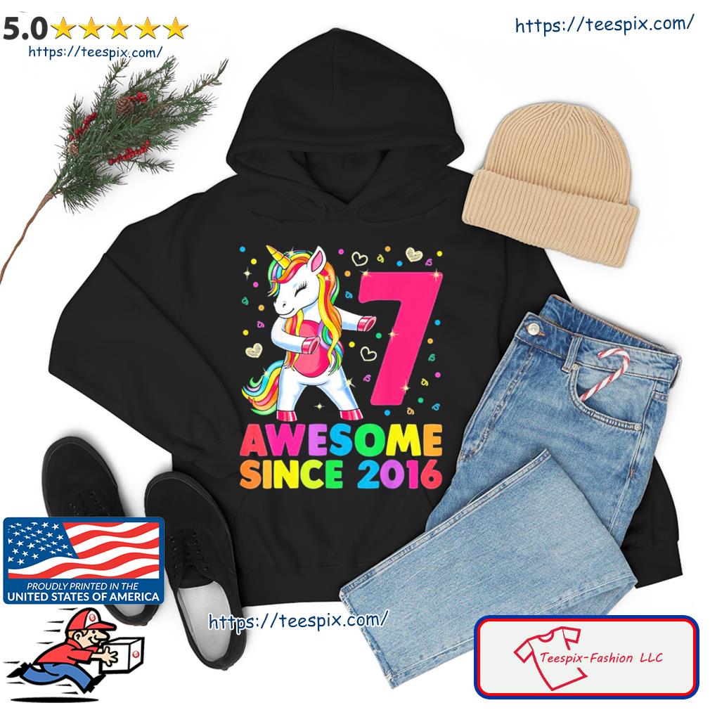 7 Years Old Unicorn Flossing 7th Birthday Girl Unicorn Party Shirt hoodie