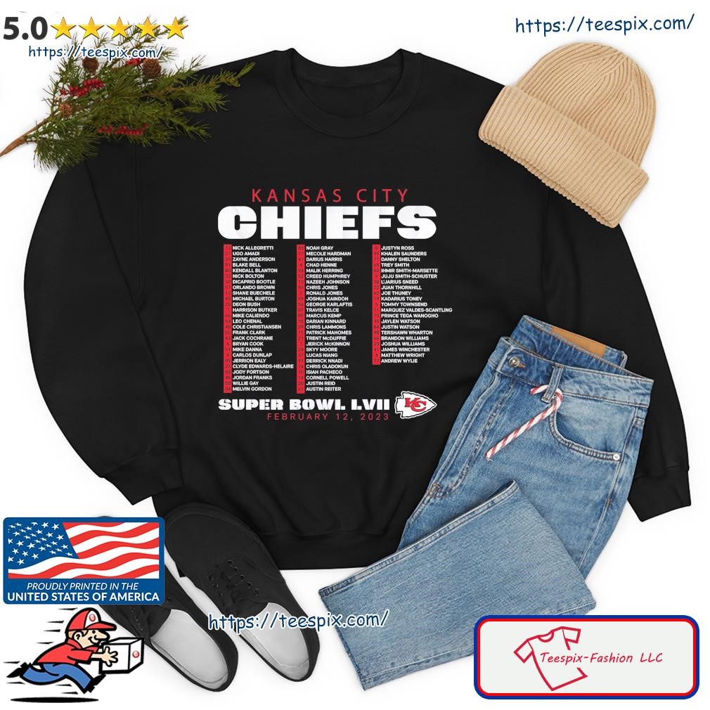 Kansas City Chiefs Super Bowl LVII Varsity Team Roster Shirt sweater.jpg