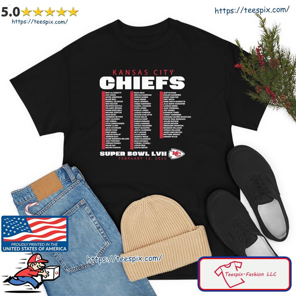 Kansas City Chiefs Super Bowl LVII Varsity Team Roster Shirt