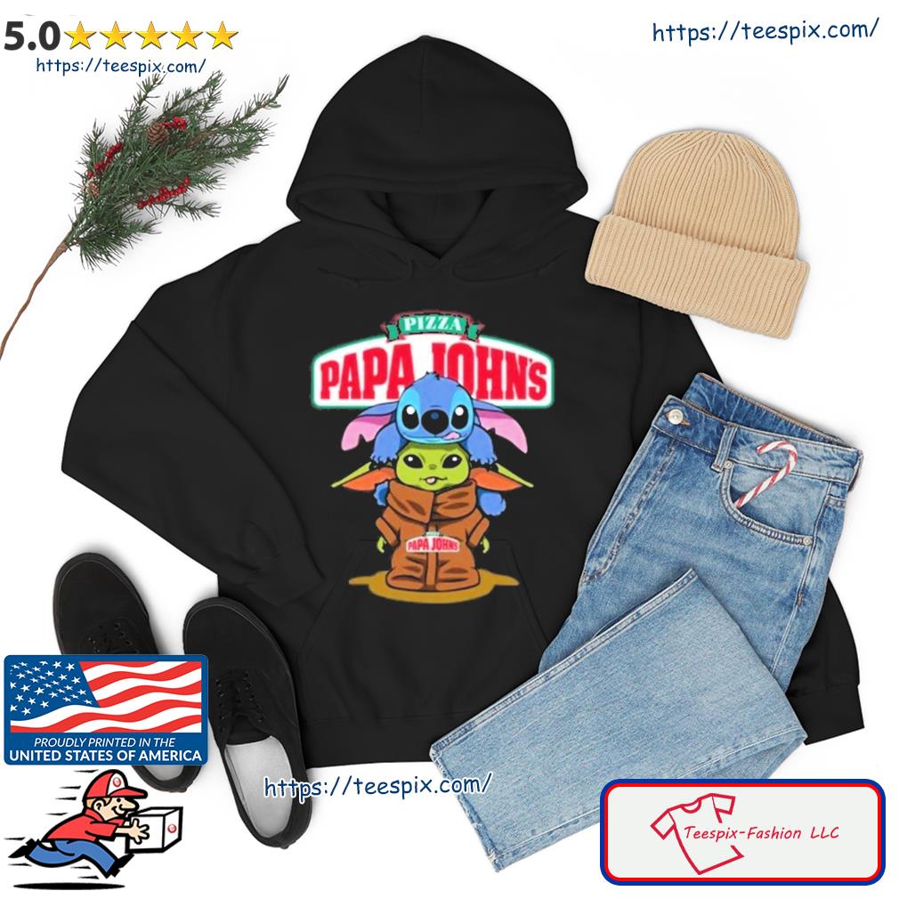Baby Stitch And Baby Yoda Papa Johns Logo Shirt hoodie