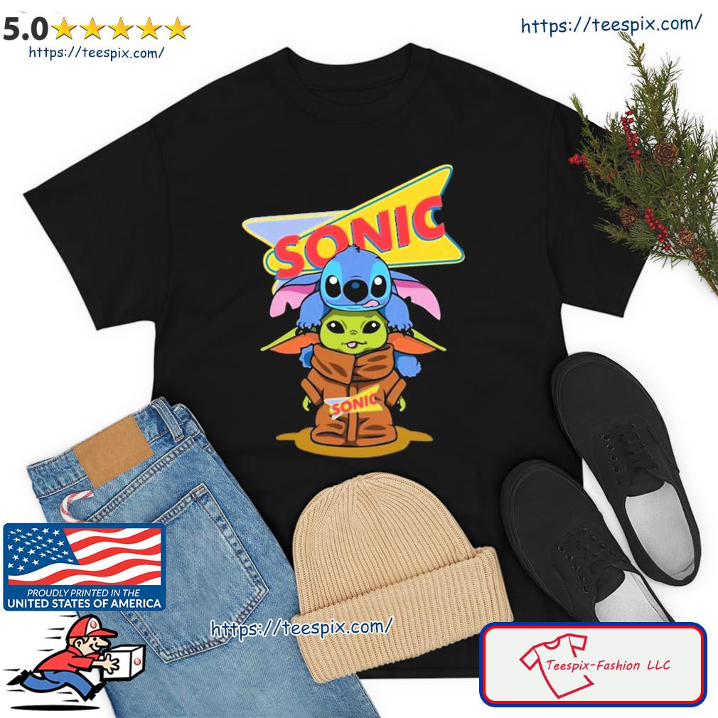 Baby Stitch And Baby Yoda Sonic Logo Shirt