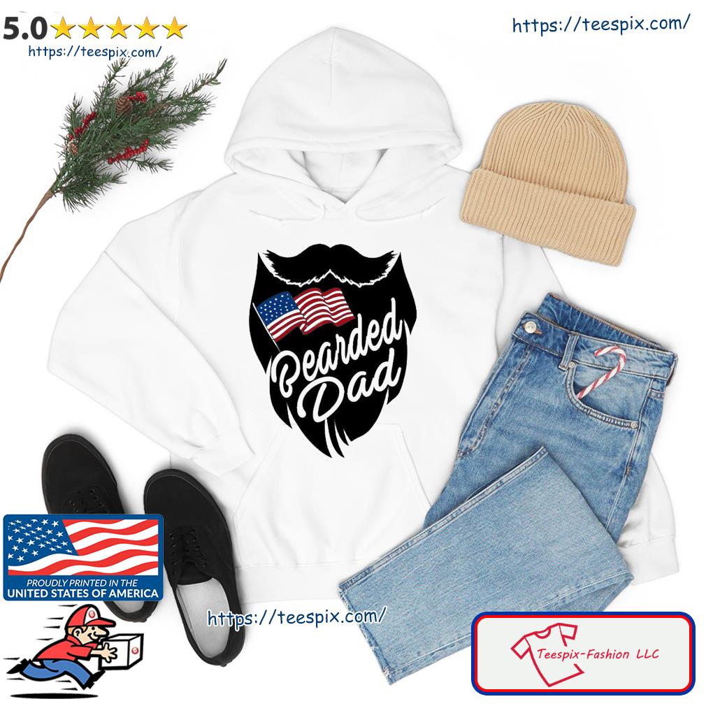 Bearded Dad With American Flag Funny Fathers Day Shirt Hoodie