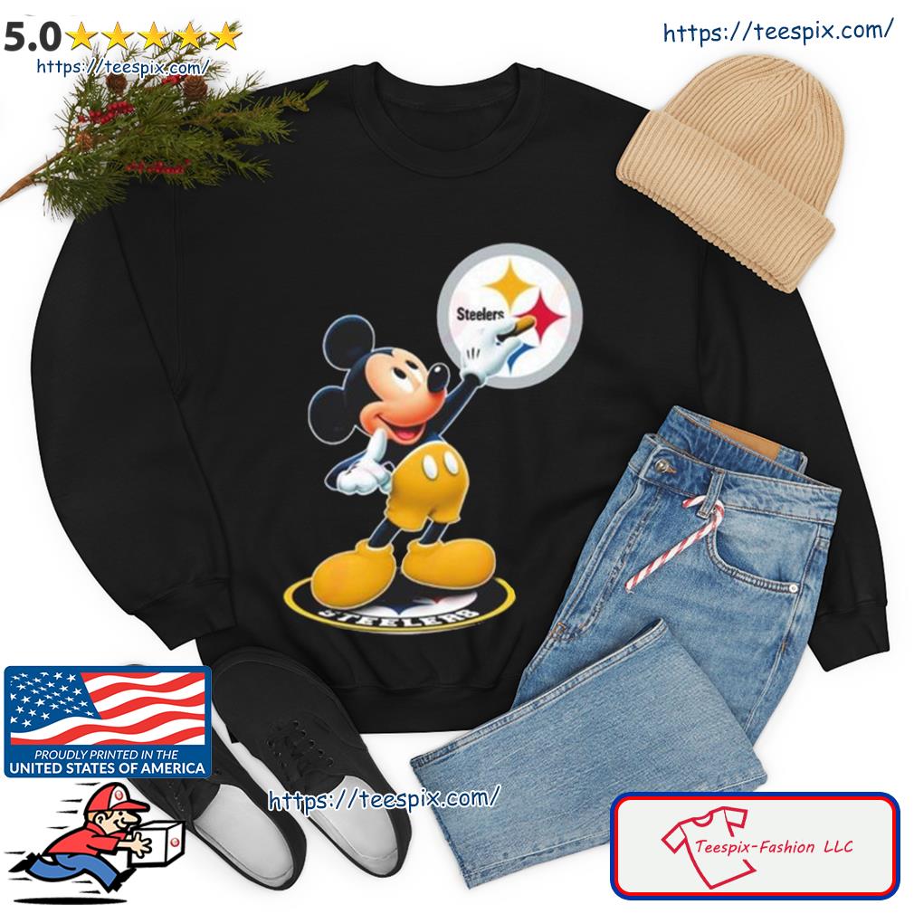 Steelers Pullover All Over Print Hoodie 3D Mickey Mouse Gold Gray  Pittsburgh Steelers Gift in 2023