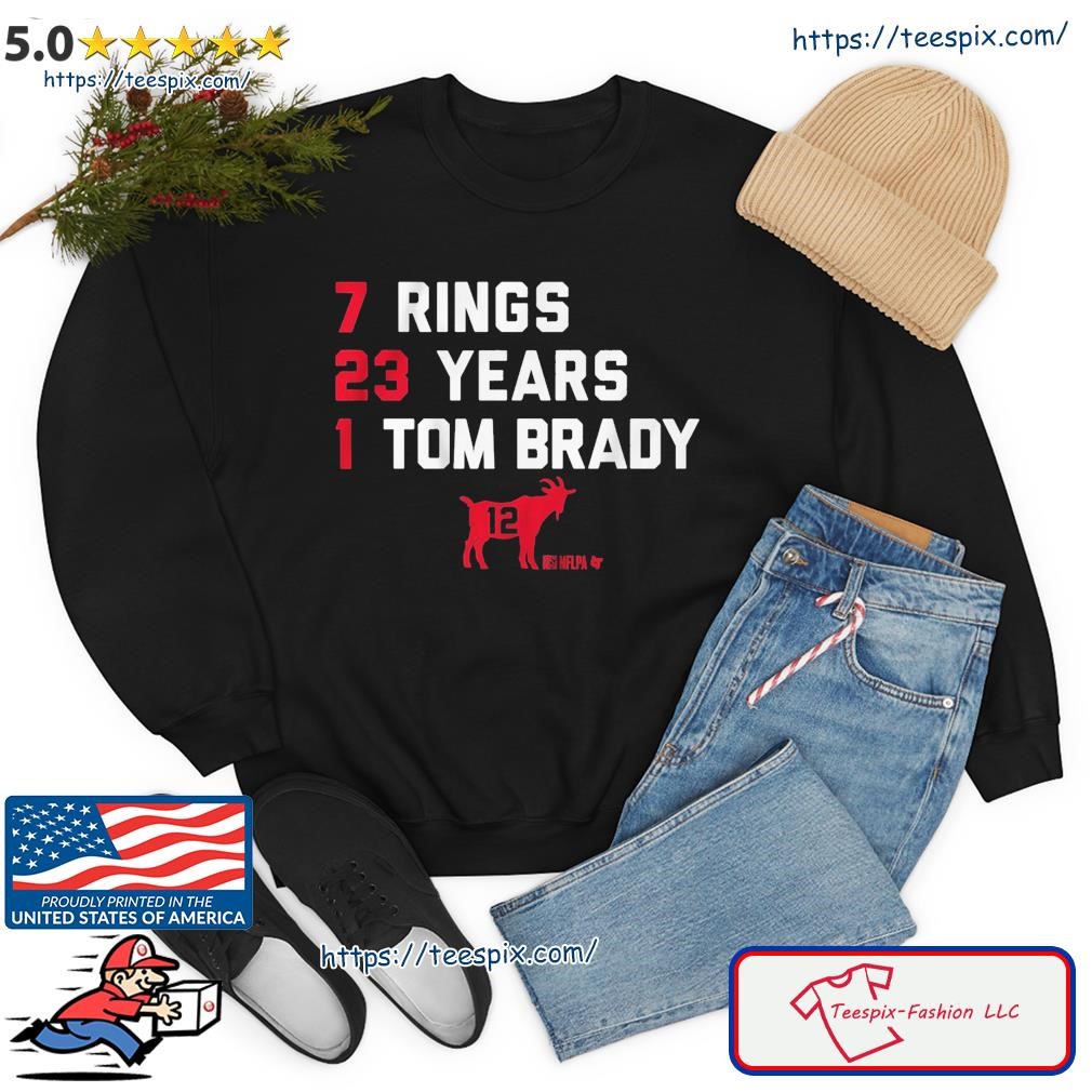 Official tom Brady Goat 2023 Shirt, Brady 7 Rings 23 Years, hoodie,  sweater, long sleeve and tank top