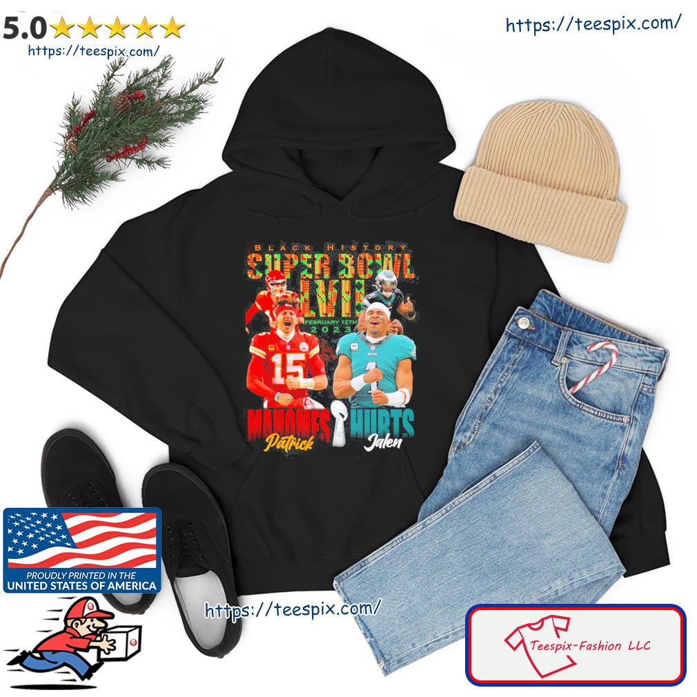 Patrick Mahomes vs Jalen Hurts Black histort super bowl LVII shirt, hoodie,  sweater and long sleeve