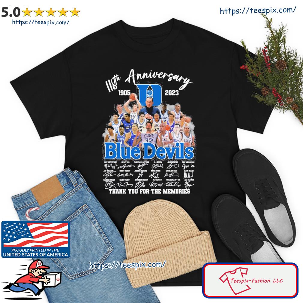 118th Anniversary 1905 2023 Duke Blue Devils Ryan Young, Dereck Lively Ii, Mark Mitchell Shirt