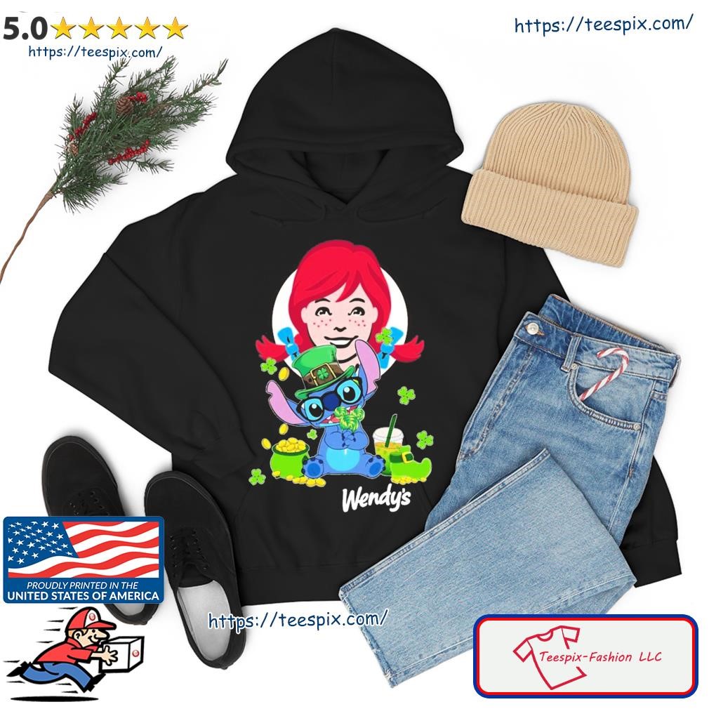 Baby Stitch And Wendy's Logo St Patricks Day Shirt hoodie.jpg
