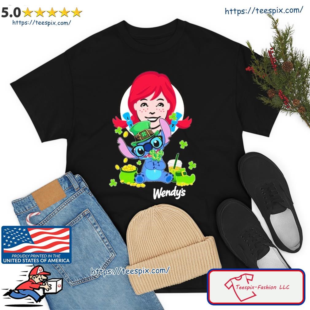 Baby Stitch And Wendy's Logo St Patricks Day Shirt