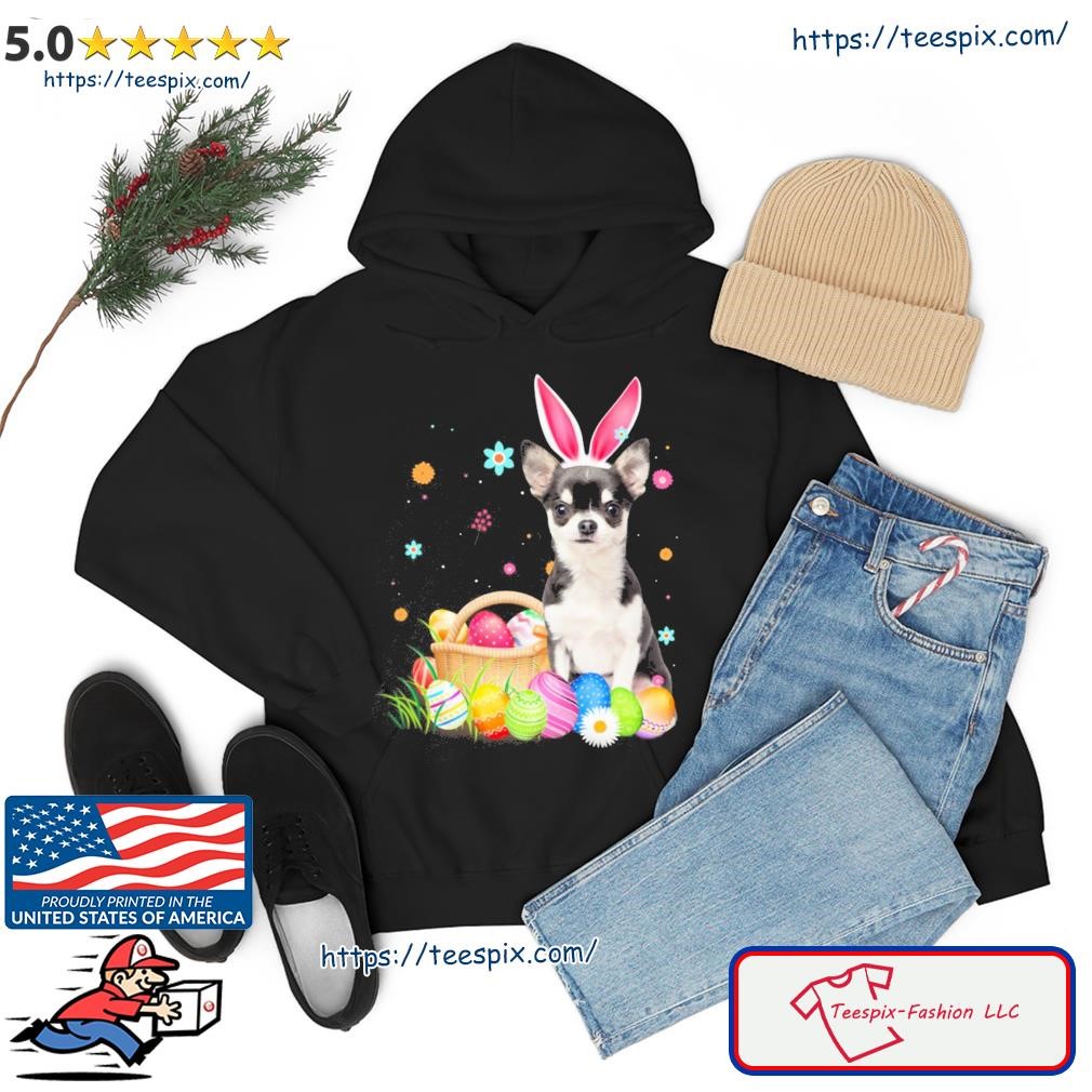 Bunny Egg Black Chihuahua Happy Eas Shirt hoodie.jpg