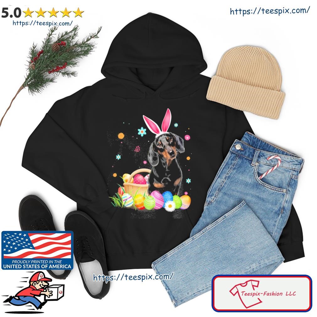 Bunny Egg Black Dachshund Happy Eas Shirt hoodie.jpg