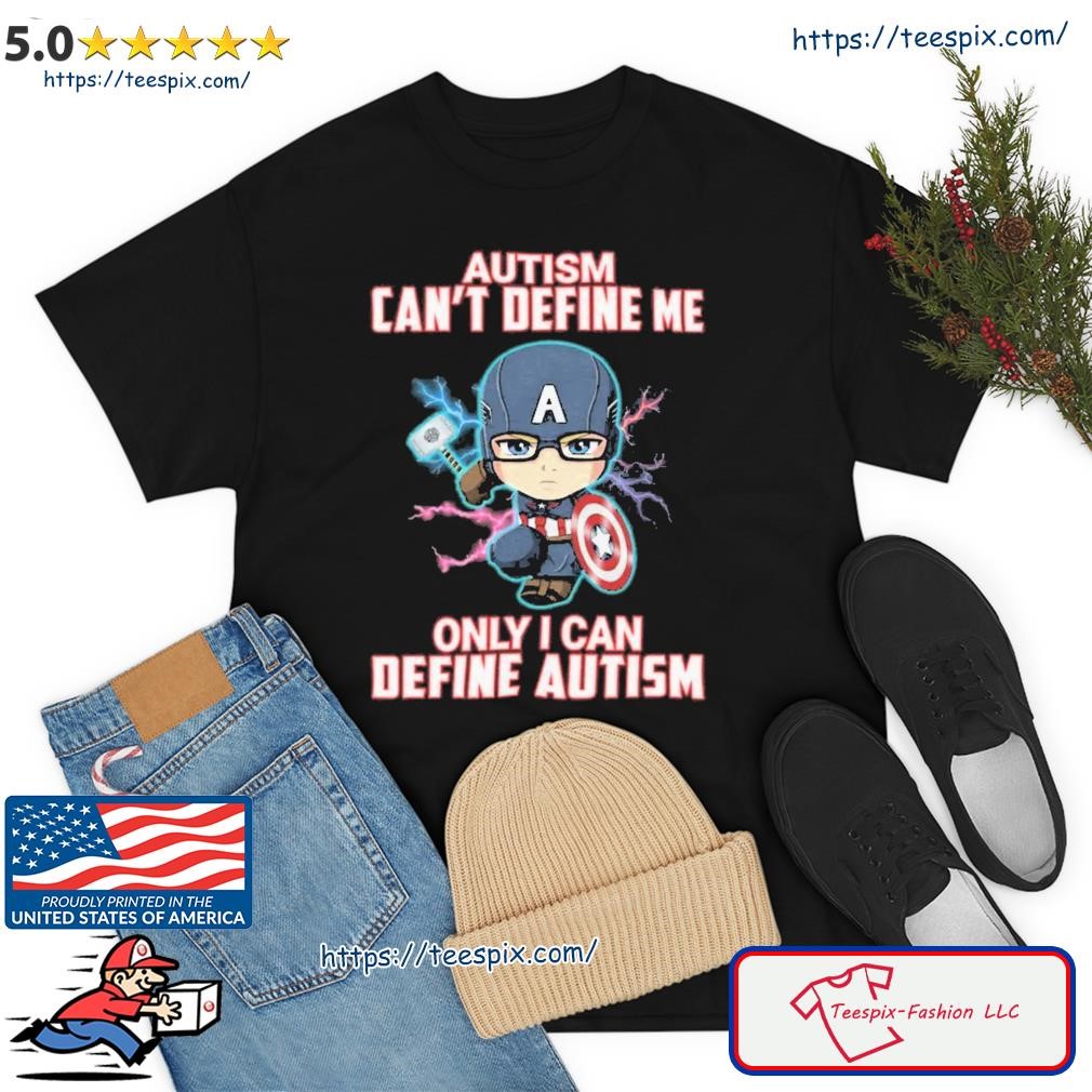 Captain America Autism Can't Define Me Only I Can Define Autism World Autism Awareness Day Shirt