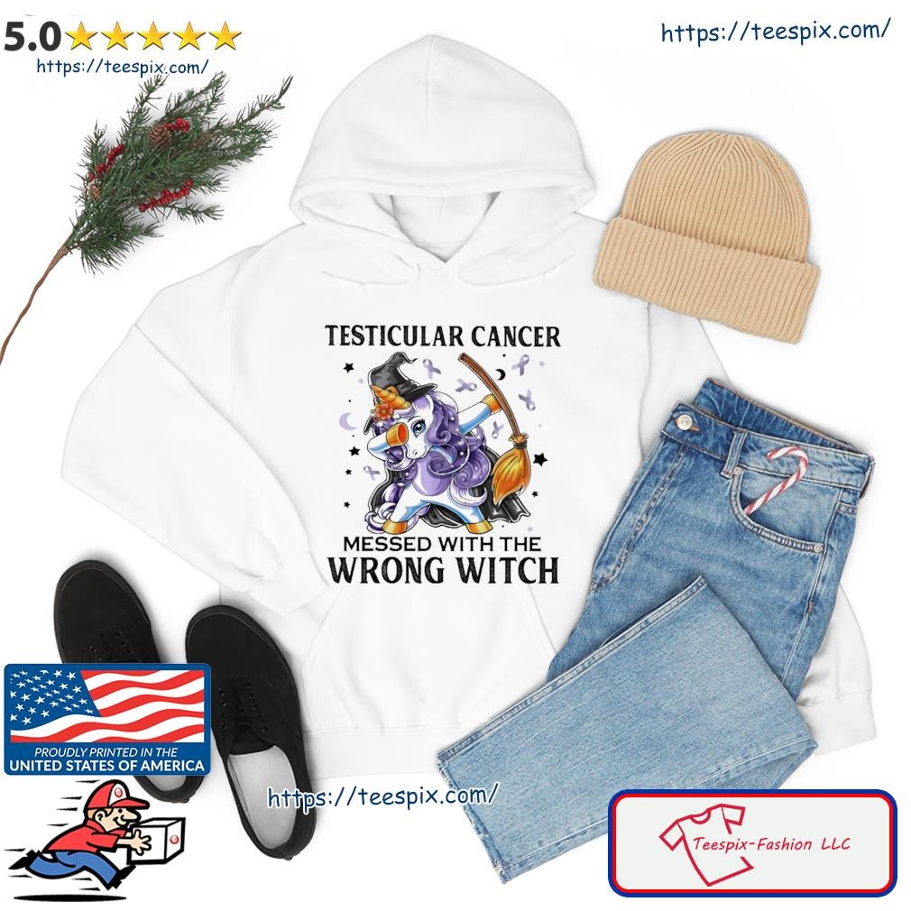 Dabbing Unicorn Testicular Cancer Messed With The Wrong Witch Shirt hoodie.jpg